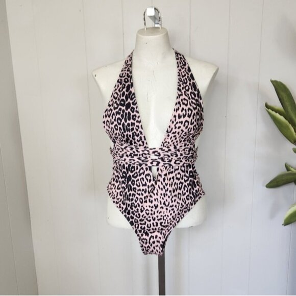 Shein NEW Leopard Animal Print One Piece Swimsuit Swim Bathing Suit Beach Sexy - Picture 2 of 11
